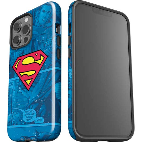 DC Comics Superman Logo Background Pattern iPhone 15 Pro Max Impact Case